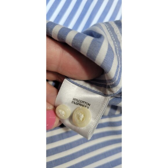 Peter Millar Shirt Mens Medium Striped Long Sleeve Button Down Preppy Blemish - Picture 7 of 10